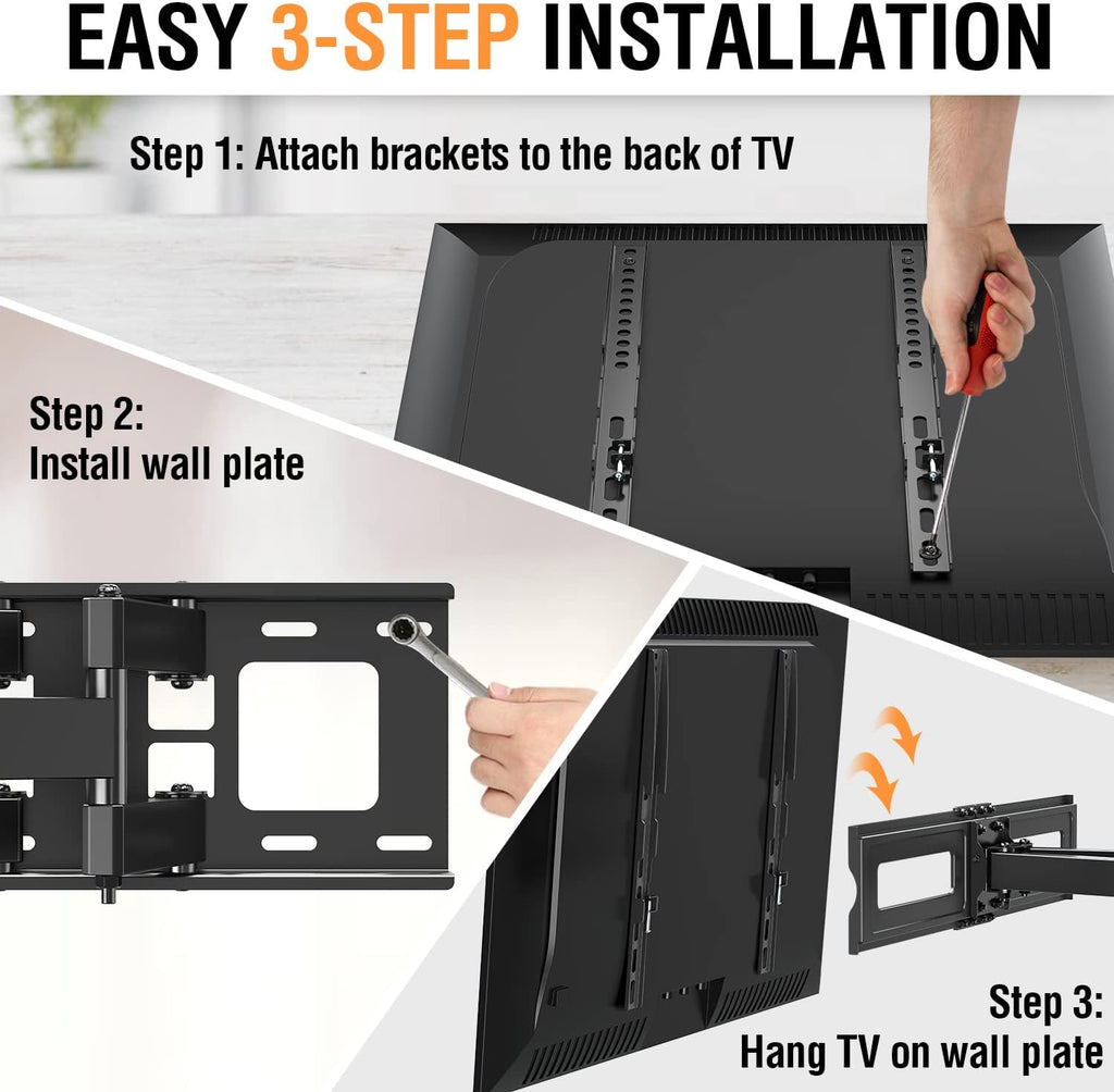 TV Wall Mount for 37-75 Inch Flat Screen TVs, Swivel and Tilt Full Motion, Max VESA 600x400mm, 99 lbs, Pack of 2 T69731