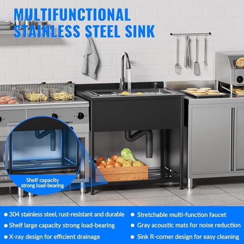 Stainless Steel Utility Sink with Faucet and Drain Kit F26288