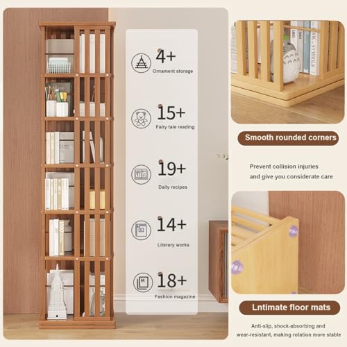 Bamboo 6 Tier Rotating Bookshelf L48107
