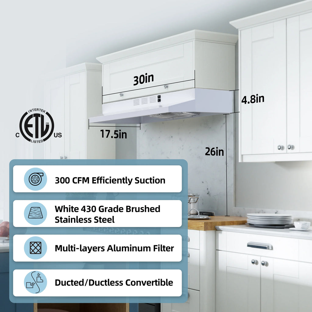 30 inch Under Cabinet Range Hood with 2 Speed Exhaust Fan A265