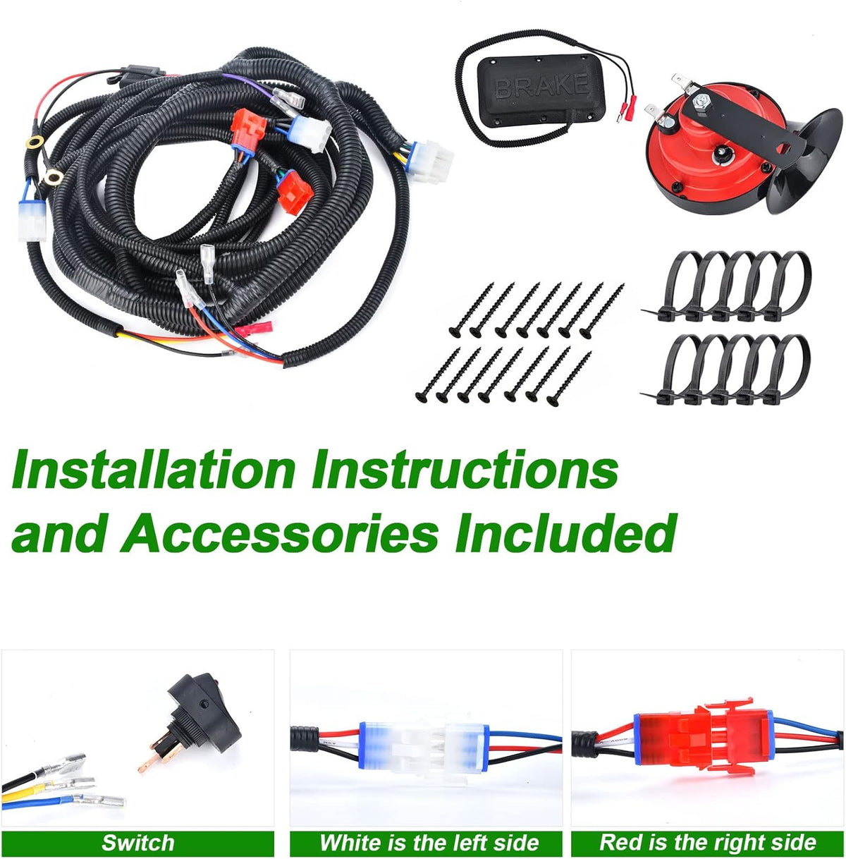 LED Headlight Tail Light Kit 12V with Turn Signal Wire Harness for Gas and Electric Golf Carts W10749