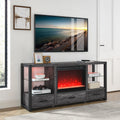 60 Inch Electric Fireplace Media TV Stand with LED Lights H69648