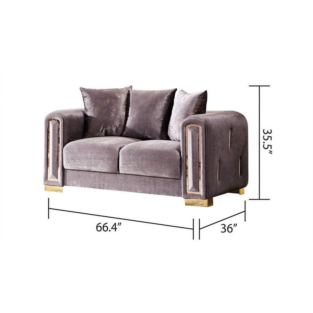 Gray Velvet 2Pc Living Room Set I3548