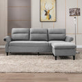 88" Convertible Sectional Sofa Couch with 2 USB Ports, Linen Fabric, Light Grey X2400