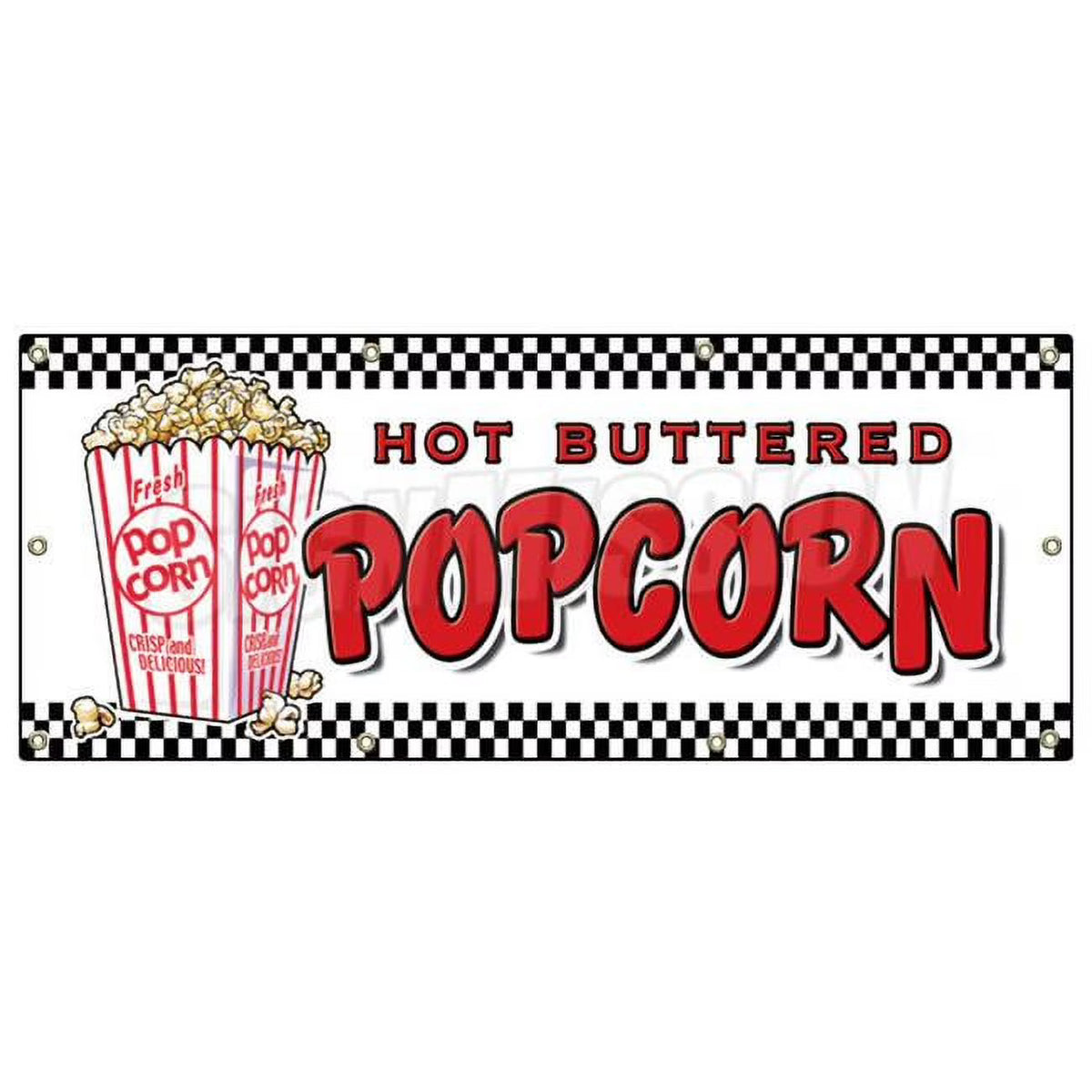 Popcorn Banner Sign - Stand Cart Concession W5960