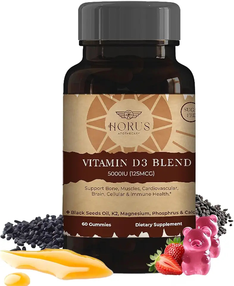 Sugar Free Vitamin D3 5000 IU Gummies with Black Seed Oil W814386