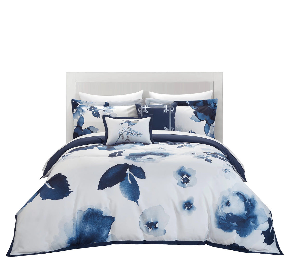 Blue Queen 9-Piece Floral Comforter Set T963934