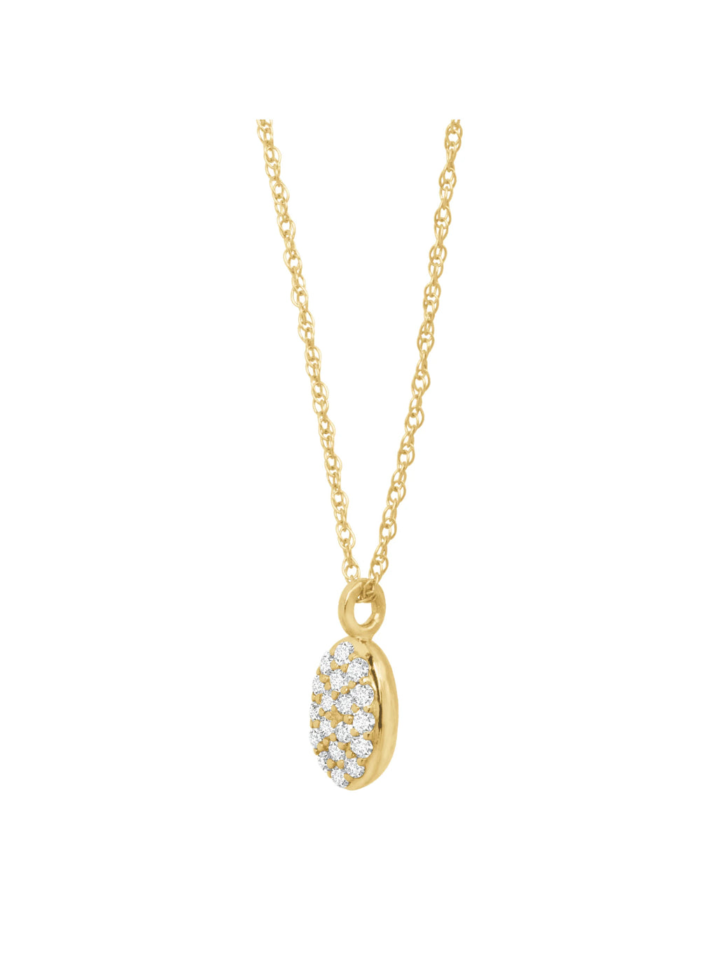 1/10 cttw Diamond Petite Oval Pendant Necklace in 10kt Yellow Gold, 18" L454110