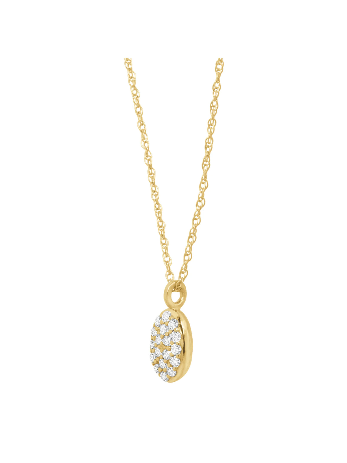1/10 cttw Diamond Petite Oval Pendant Necklace in 10kt Yellow Gold, 18" L454110