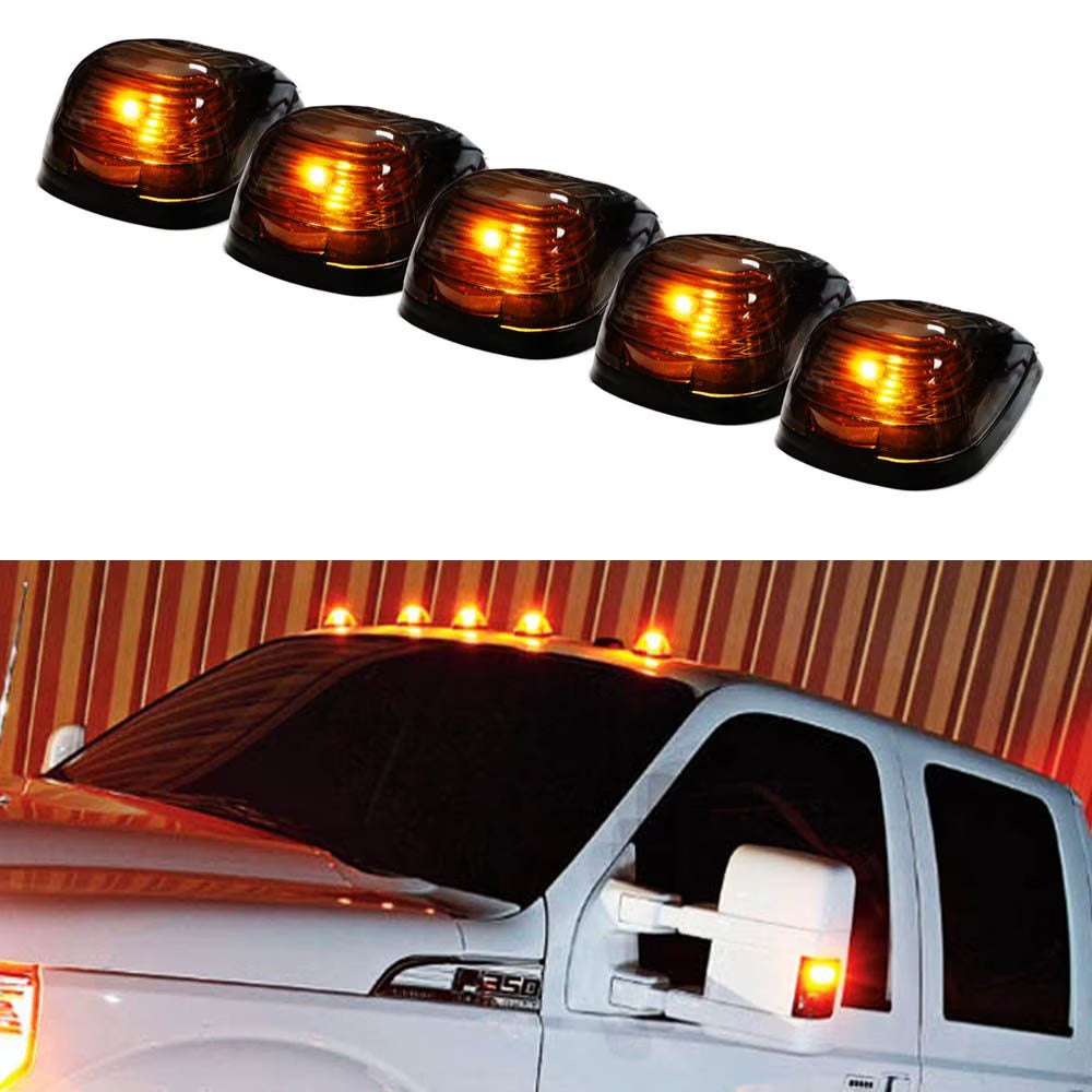 5PCS Black Smoked LED Cab Roof Marker Running Lamps With Amber LED Lights S207207