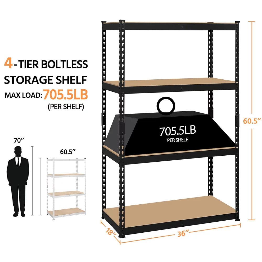 4-Tier Metal Storage Shelf Units Y11585