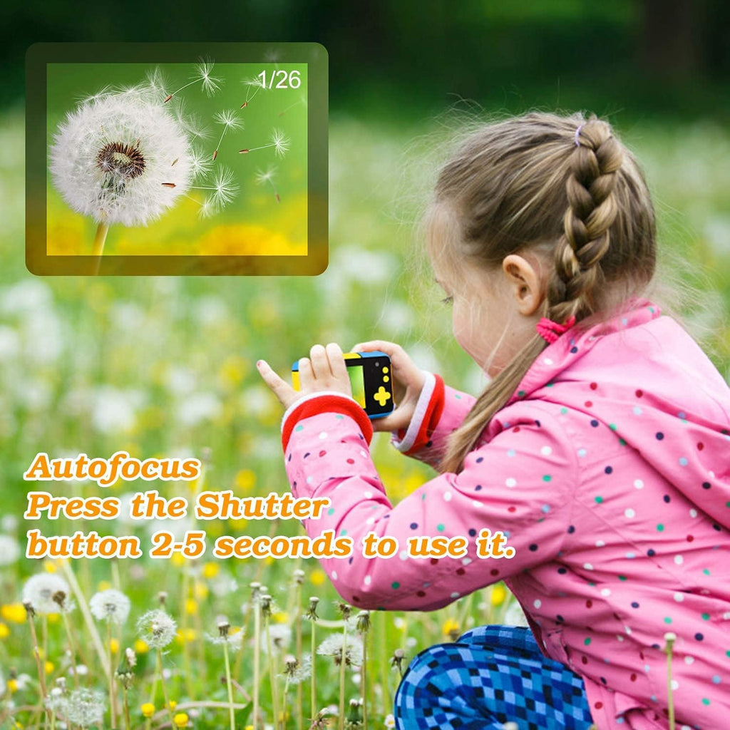 Blue and Yellow 24MP Dual Lens Kids Digital Camera with 32G SD Card I8672