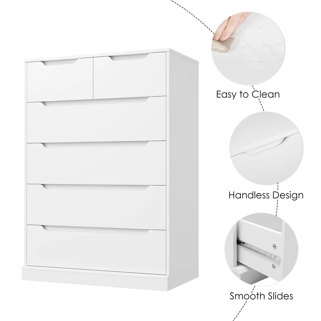 White 6 Drawer Wood Dresser Y62728