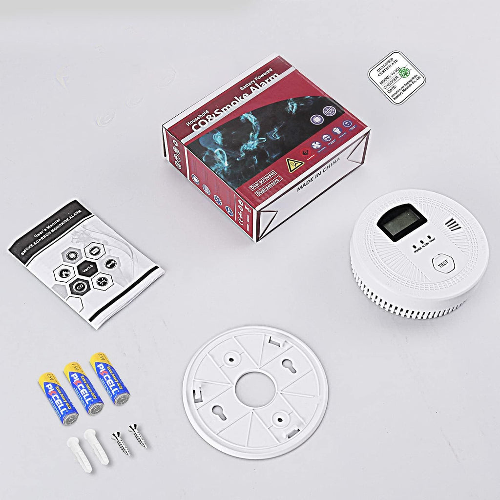 3 Pack Smoke and Carbon Monoxide Detector with LCD Display V62540