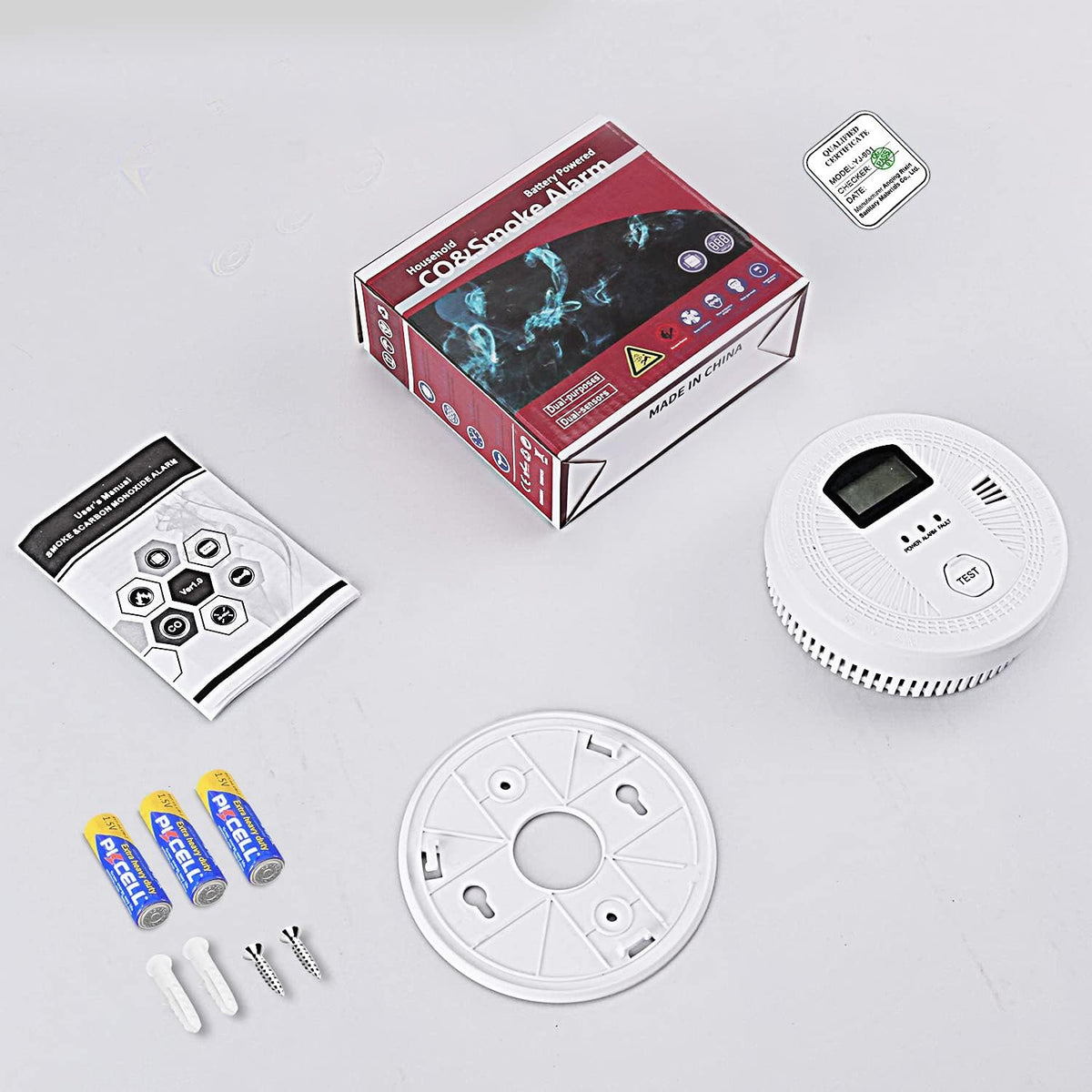 3 Pack Smoke and Carbon Monoxide Detector with LCD Display V62540
