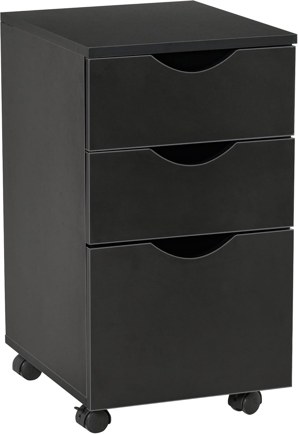Black 3 Drawer Rolling File Cabinet N831