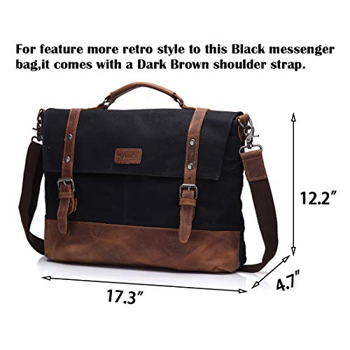 Waxed Canvas Leather Laptop Messenger Bag 15.6" B49250