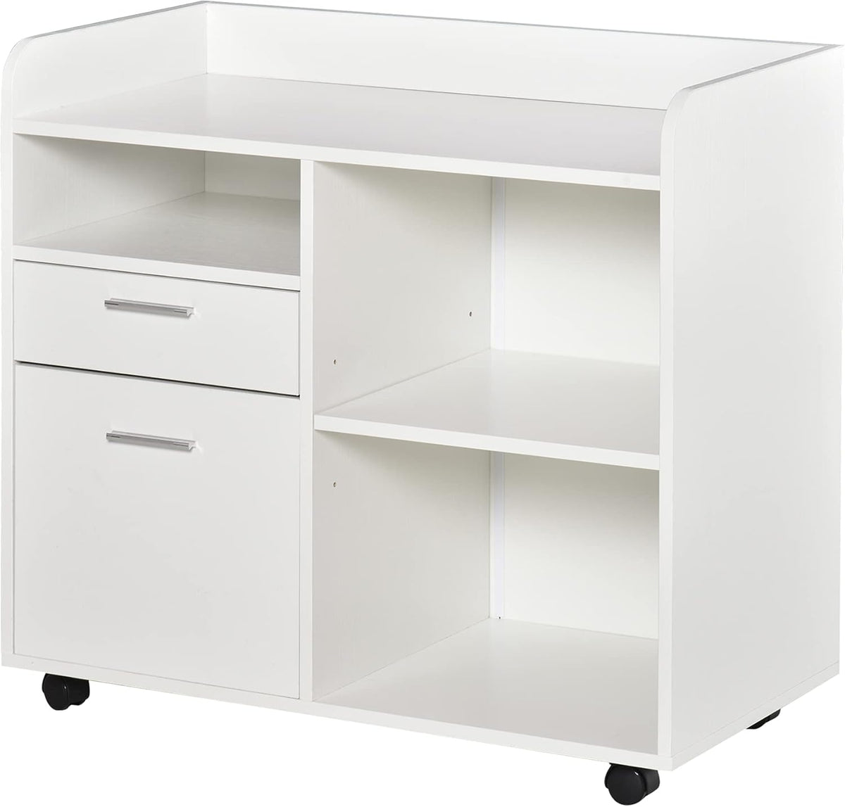 White Mobile Filing Cabinet with 2 Drawers and 3 Shelves J19618
