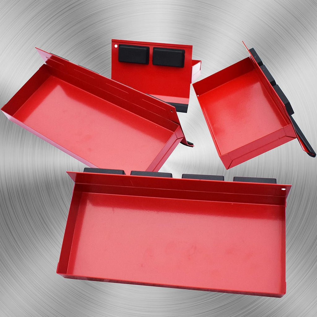 Magnetic Shelf 4-Pcs Set - Red Metal Tool Box with Strong Magnets - Pack of 2 M233182