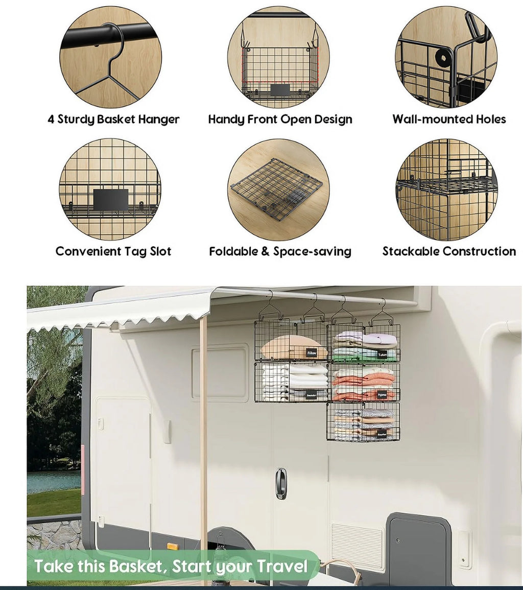5 Tiers Hanging Closet Shelves Organizer with S Hooks R78667