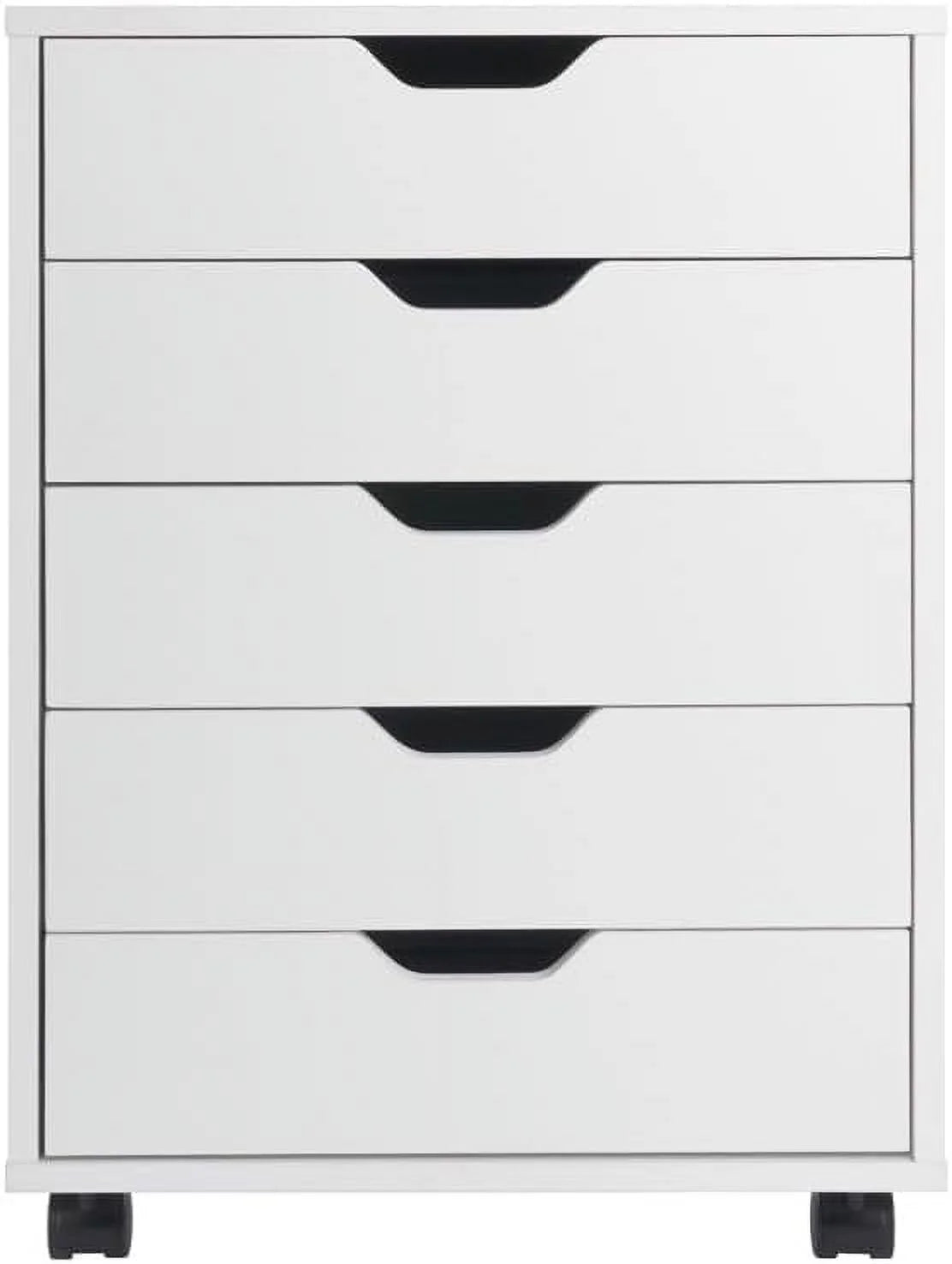 White 5 Drawer Wood File Cabinet C117