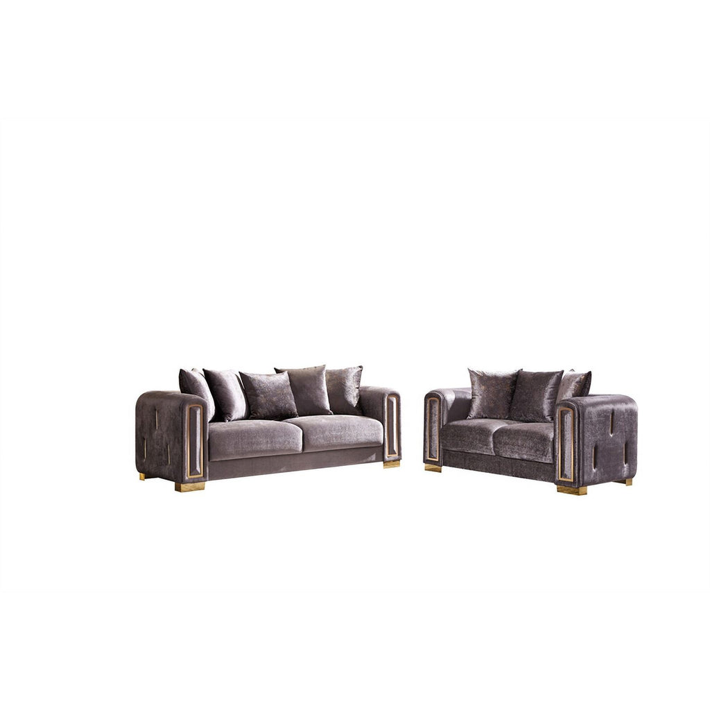 Gray Velvet 2Pc Living Room Set I3548