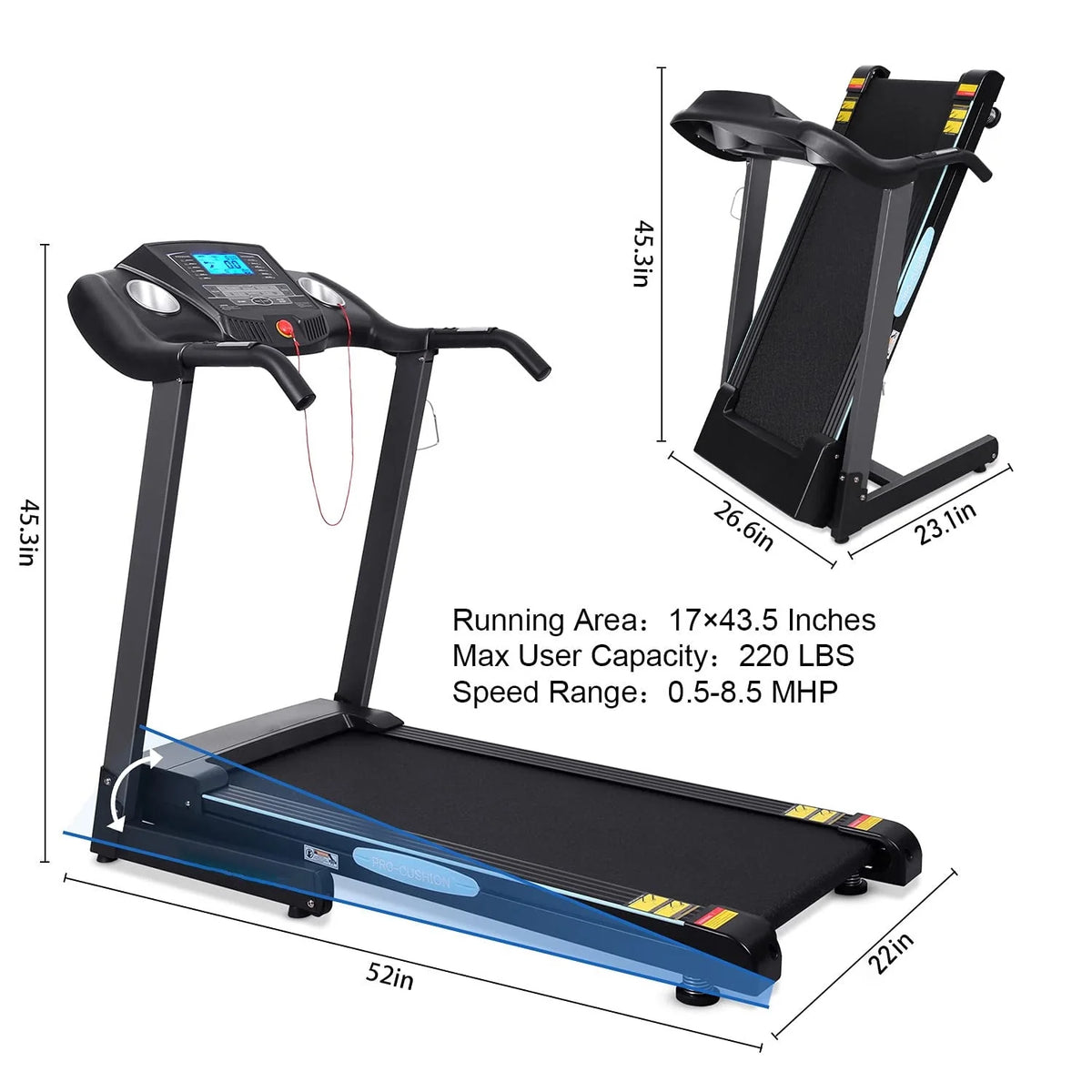 2.5 HP Folding Treadmill with 12% Auto Incline O70952