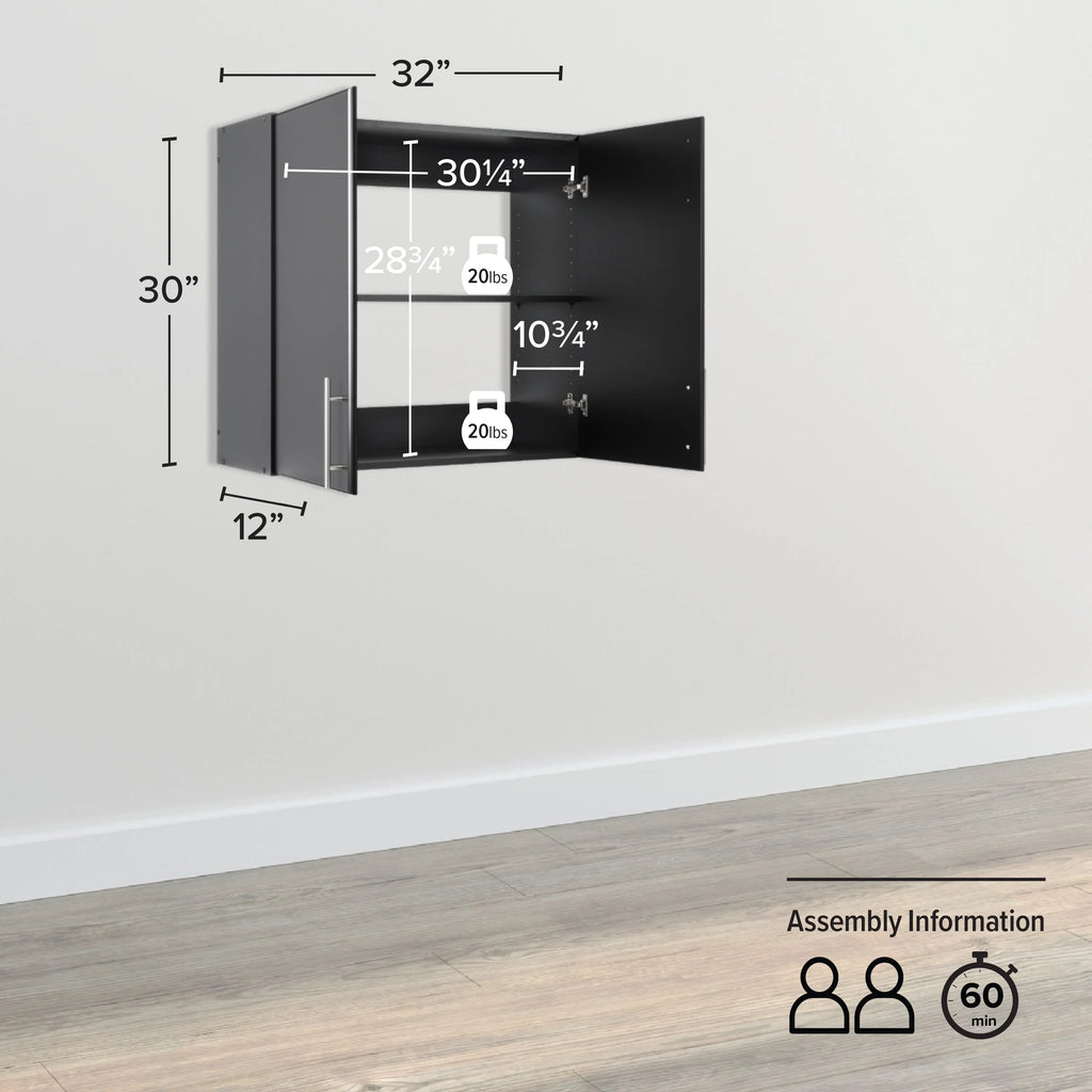 32" Black Wall Cabinet W590