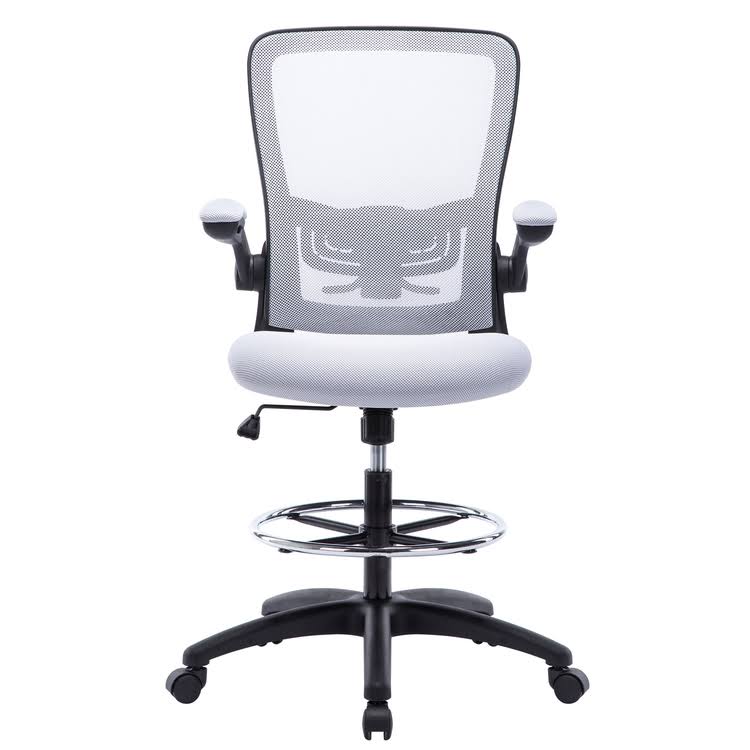 White/Black Mesh Drafting Chair K1173