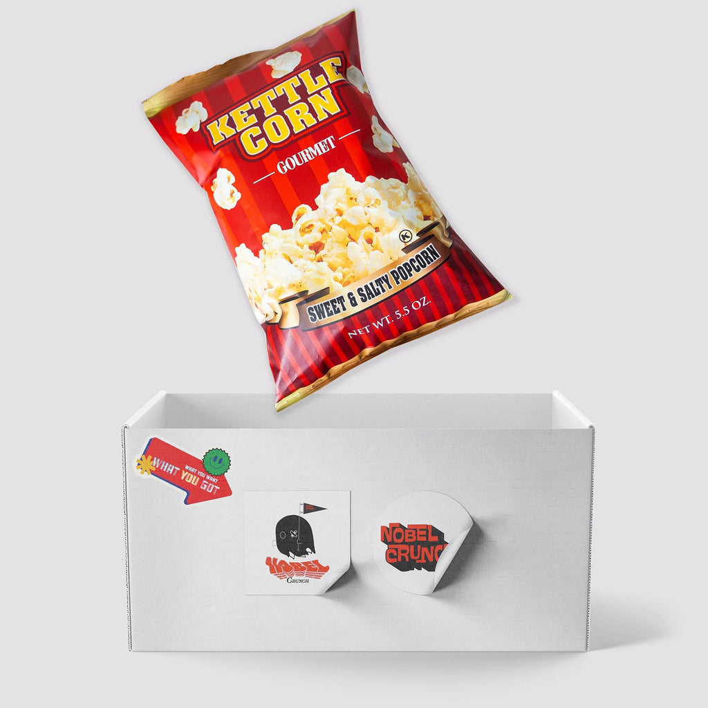 Chocolate Flavored Covered Holiday Pretzels (3, 15oz barrels) - Sweet and Salty Kettle Popcorn (1, 5.5oz) - 4 Items Total S5350