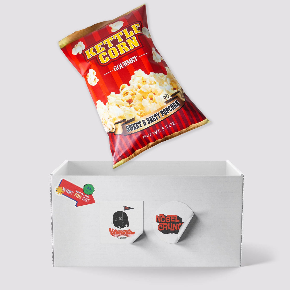 Chocolate Flavored Covered Holiday Pretzels (3, 15oz barrels) - Sweet and Salty Kettle Popcorn (1, 5.5oz) - 4 Items Total S5350