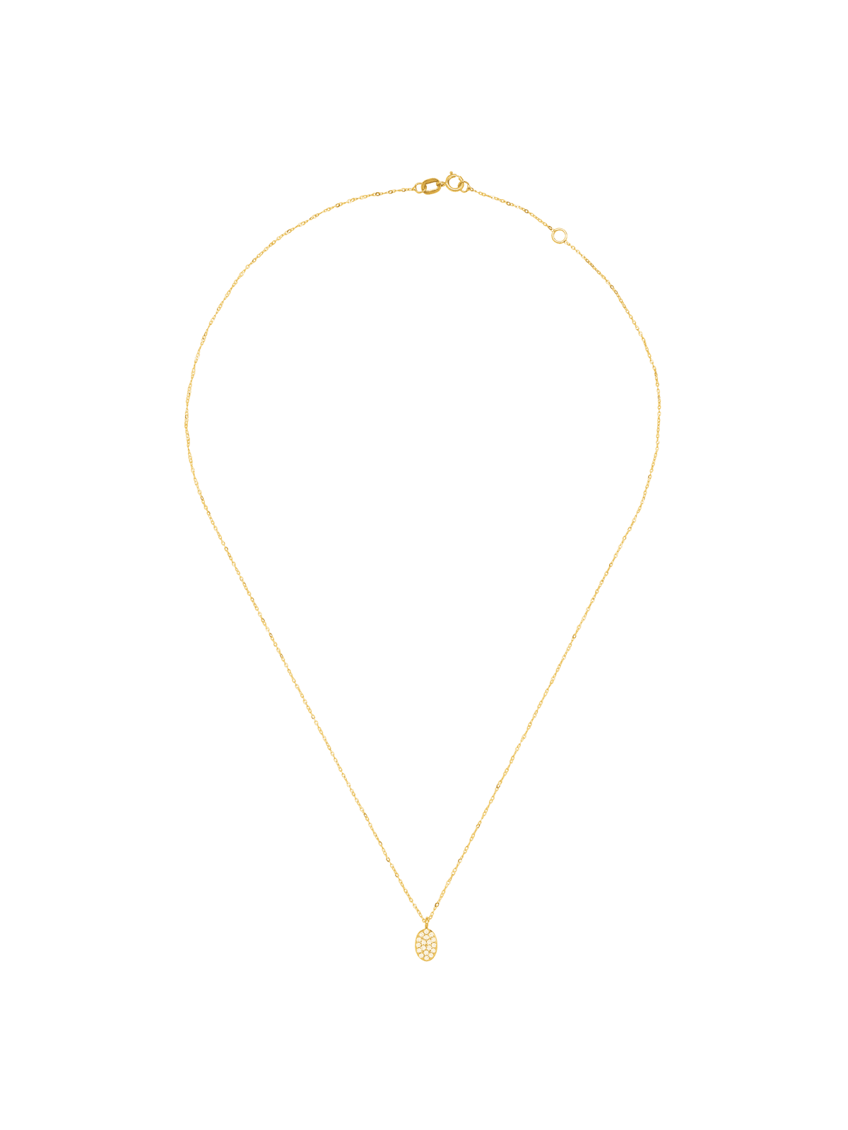 1/10 cttw Diamond Petite Oval Pendant Necklace in 10kt Yellow Gold, 18" L454110