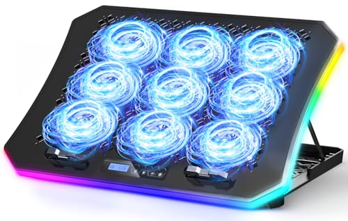 9 Quiet RGB Fans Cooling Pad for 15.6-17.3 Inch Laptops with 2 USB Ports Q465457