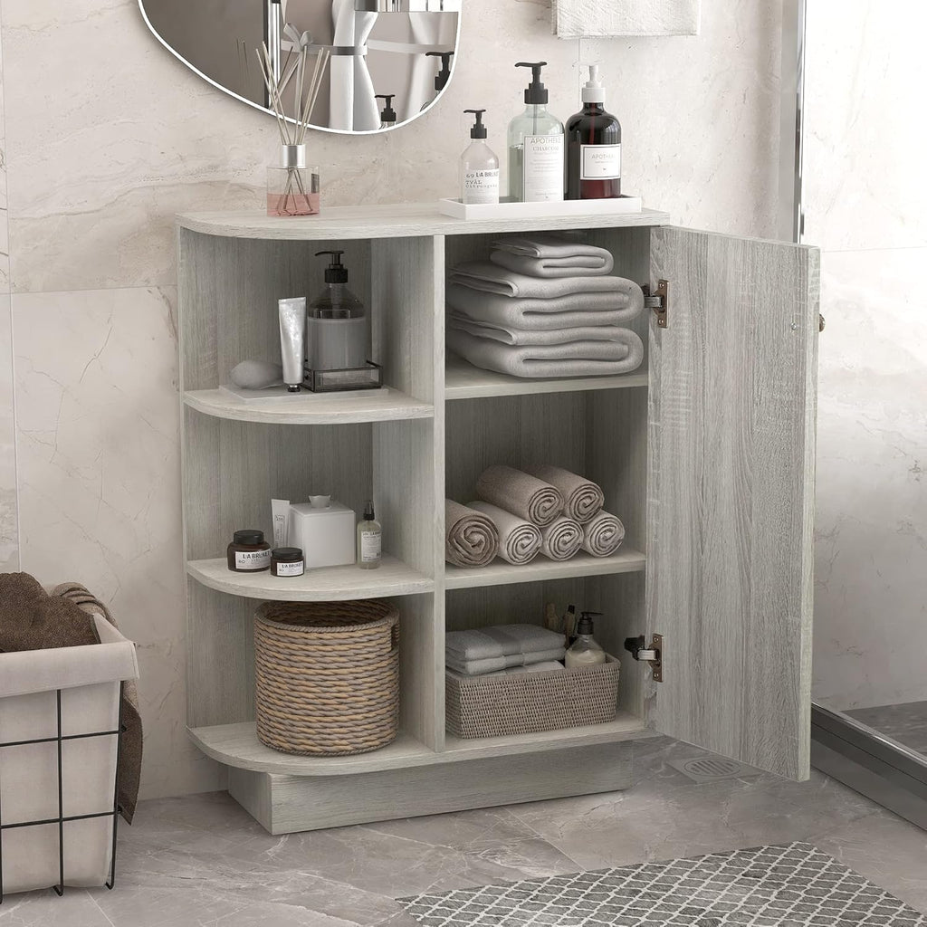 White Freestanding Organizer Cabinet with Adjustable Shelves T749720