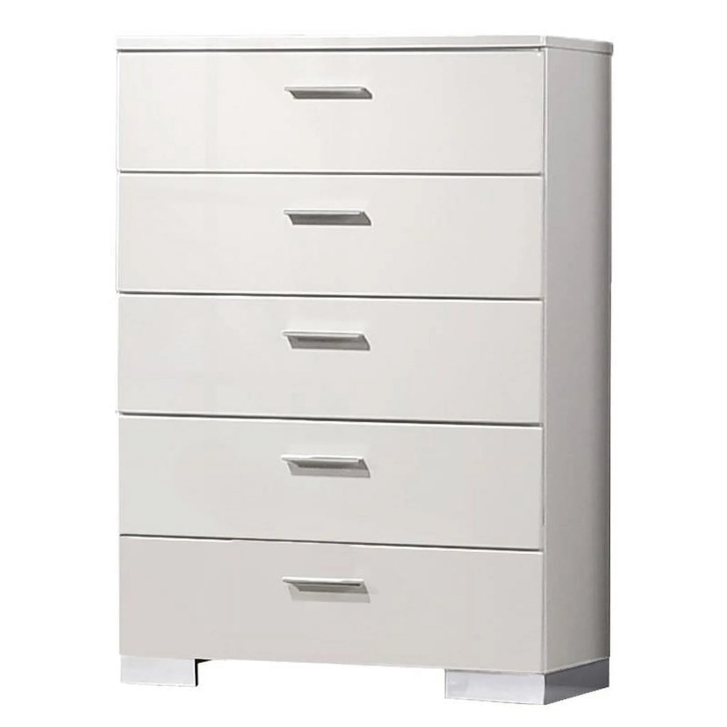 White 5 Drawer Bedroom Chest N62672