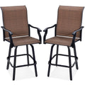 Set of 2 Outdoor Swivel Bar Stools with 360 Rotation Mesh - Brown Q6012