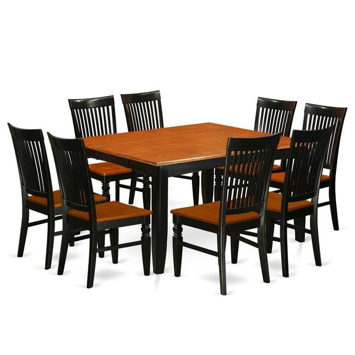 Black Cherry 9 Piece Kitchen Table Set with 8 Wood Seat Chairs N31371