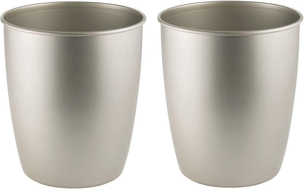 Round Metal Small Trash Can Wastebasket Bin 2 Pack Bronze T44530
