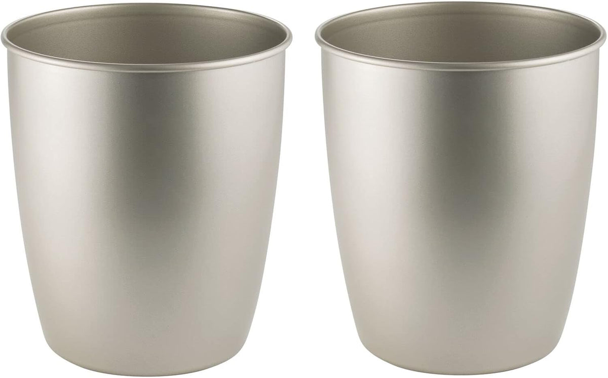 Round Metal Small Trash Can Wastebasket Bin 2 Pack Bronze T44530