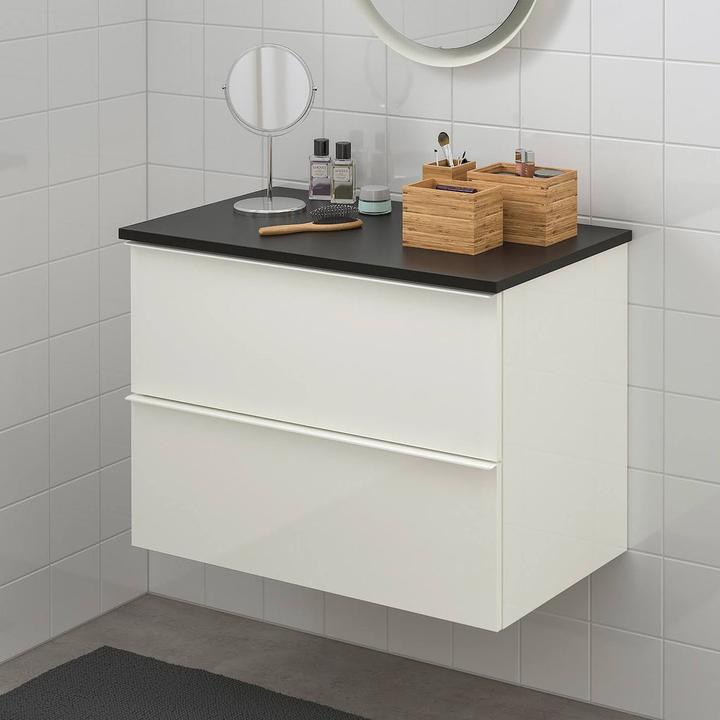 Sink Cabinet with 2 Drawers, High Gloss White P850