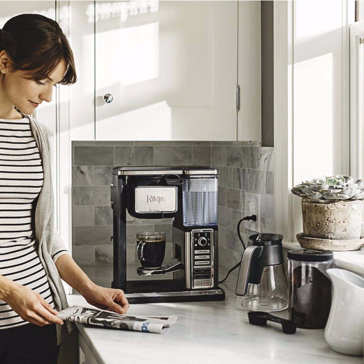 10-Cup Black Stainless Coffee Brewer with Glass Carafe K417425