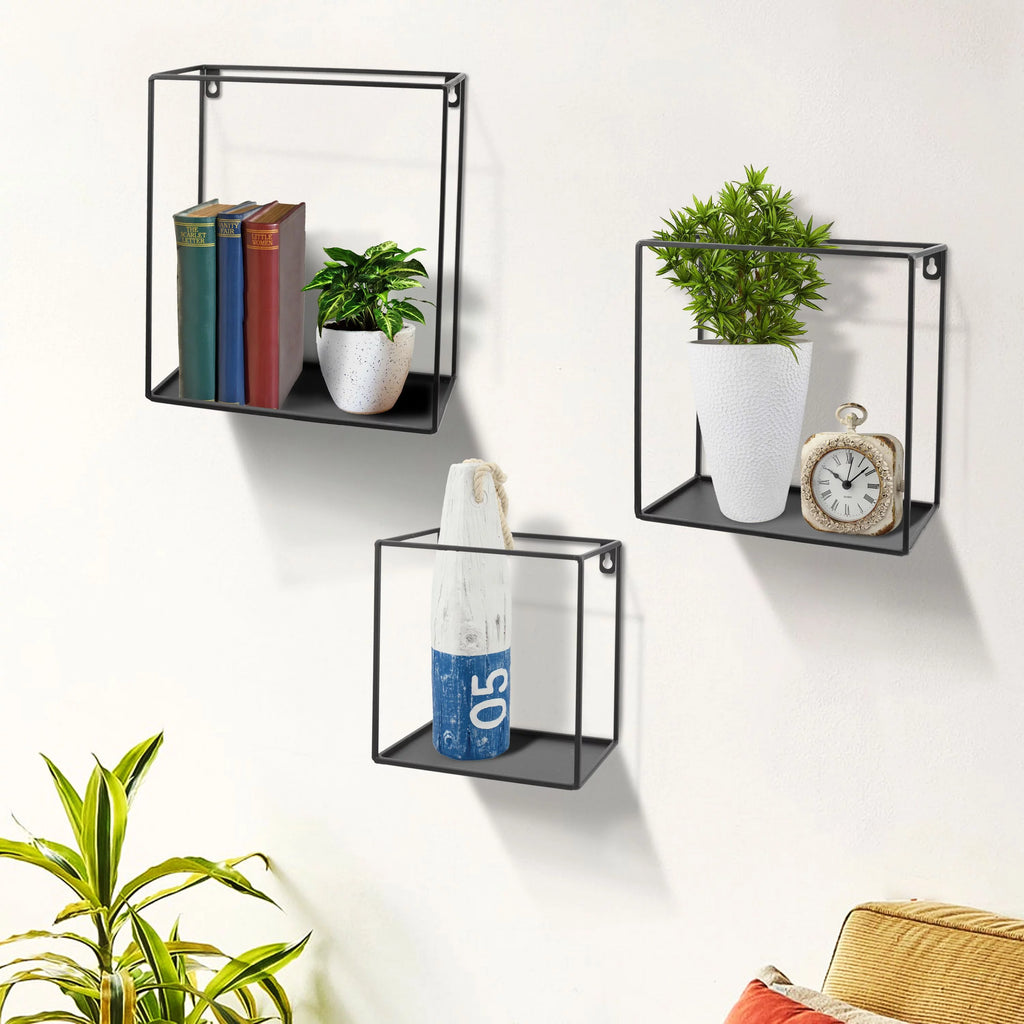 Wire Cube Shelf Set of 3 Shelves Black X54387