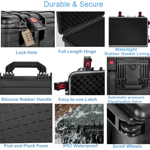 Waterproof Rolling Hard Case with Foam and Wheels D82915