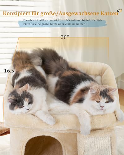 Beige Cat Tree Tower with Perch and Scratching Post F343