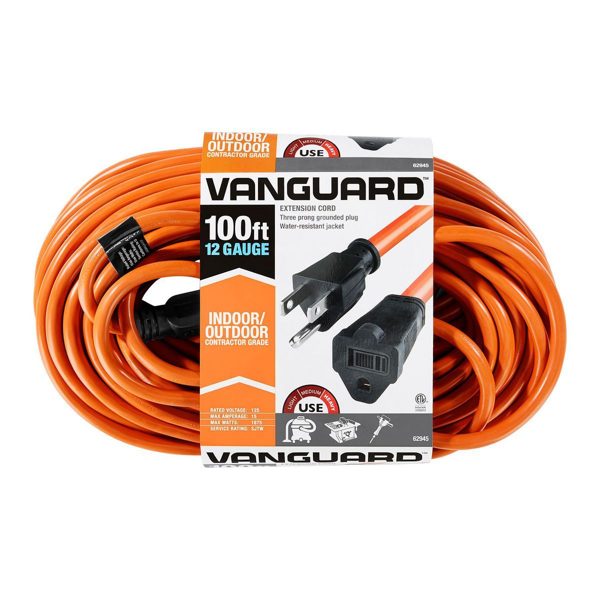100 ft. 12/3 Gauge Outdoor Extension Cord, Orange I44333