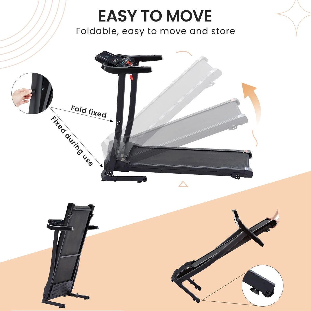 2.5HP Foldable Electric Treadmill with Shock-Absorbent Deck P20104