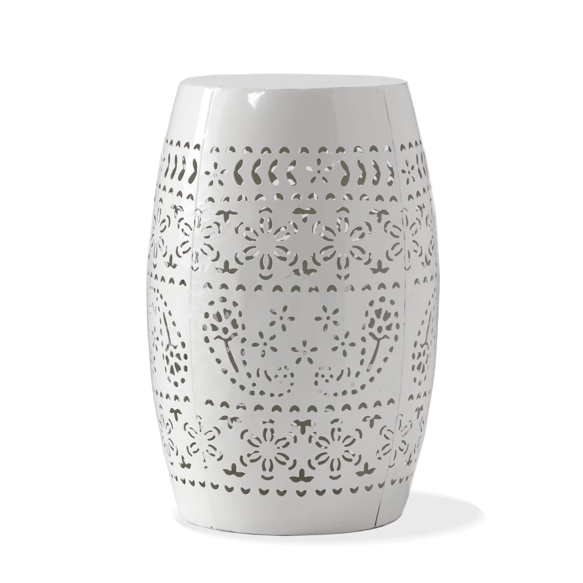 White 12 Lace Cut Iron Side Table Z646