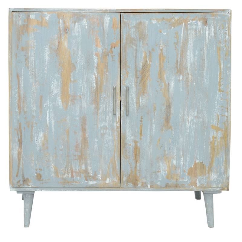 2 Door Mango Wood Cabinet Grey Finish H6846