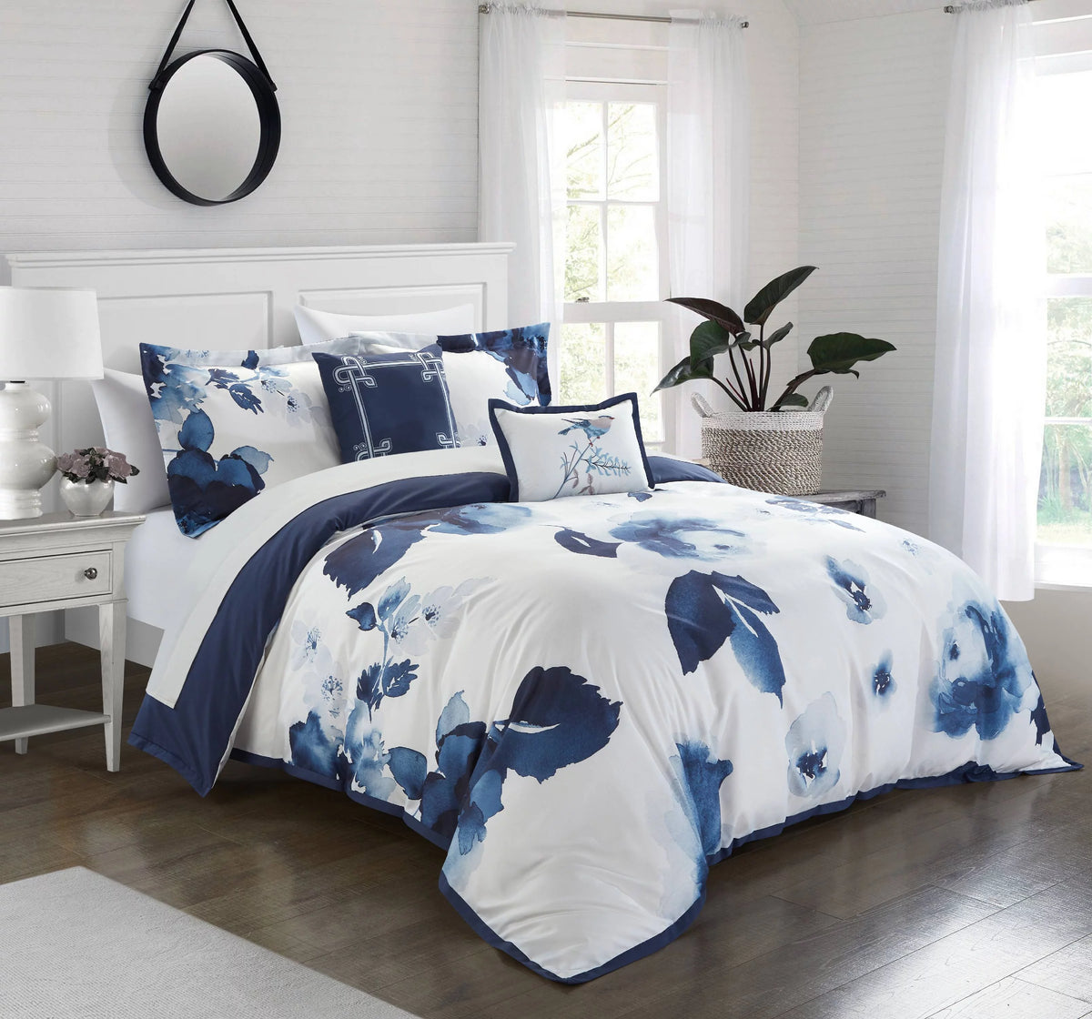 Blue Queen 9-Piece Floral Comforter Set T963934