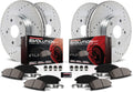 Front and Rear Carbon Fiber Brake Pads with Drilled & Slotted Brake Rotors Kit M8041